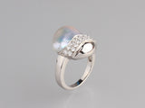 Sterling Silver with 14-15mm Baroque Shape Freshwater Pearl and Cubic Zirconia Ring