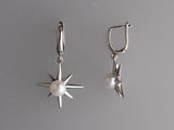 Sterling Silver Earrings with 6-6.5mm Button Shape Freshwater Pearl