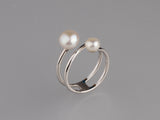 Sterling Silver with Button Shape Freshwater Pearl Ring