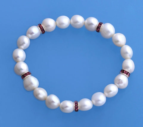 8-9mm Side-Drilled Freshwater Pearl Bracelet with Spacer