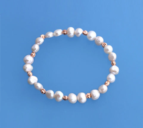 6.5-7mm Side -Drilled Freshwater Pearl Bracelet with Rose Gold Plated Iron
