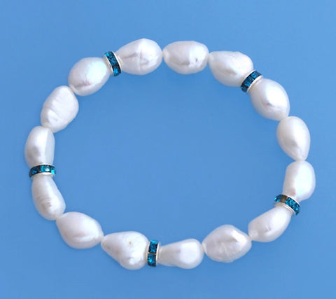 8-9mm Oval Shape Freshwater Pearl Bracelet with Spacer