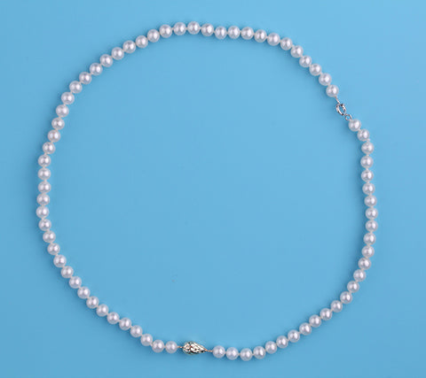 14K Gold Necklace with 5-5.5mm Round Shape Freshwater Pearl