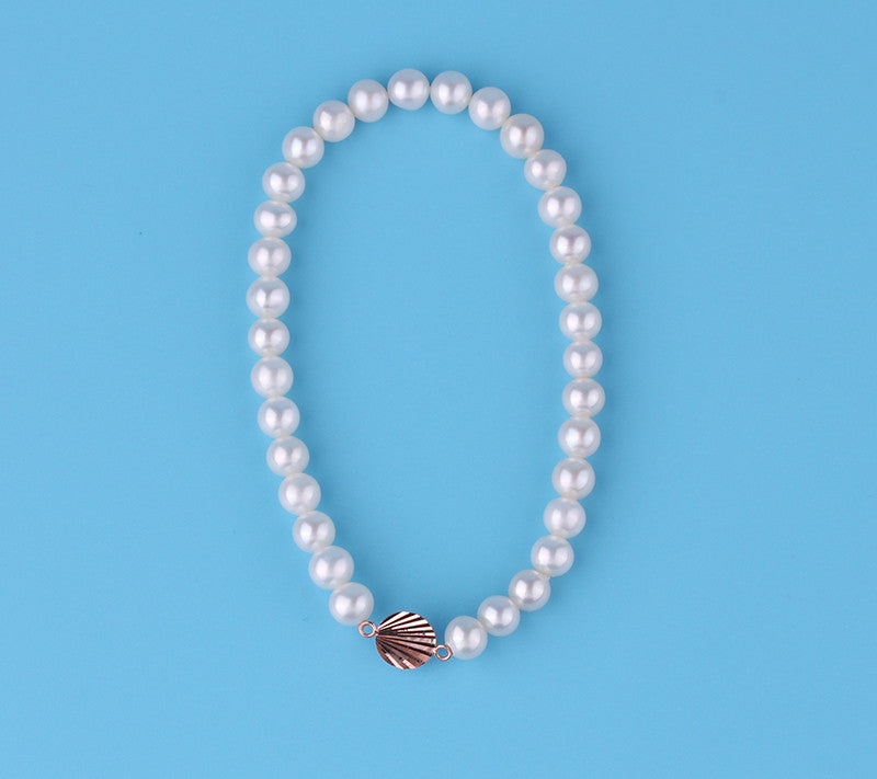14K Gold Bracelet with 5-5.5mm Round Shape Freshwater Pearl - Wing Wo Hing Jewelry Group - Pearl Jewelry Manufacturer