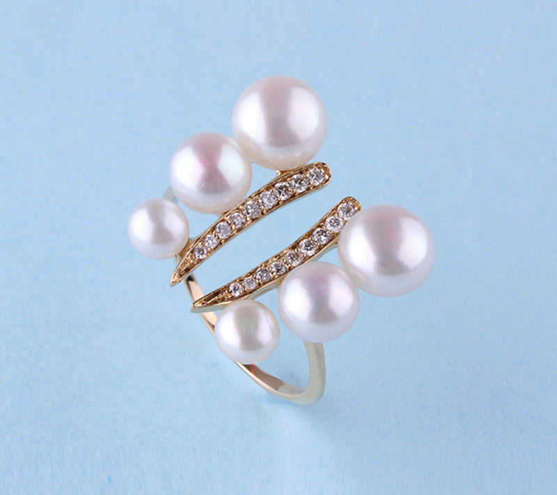 14K Yellow Gold Ring with Freshwater Pearl and Diamond - Wing Wo Hing Jewelry Group - Pearl Jewelry Manufacturer
