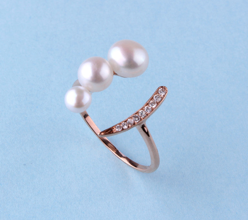 14K Rose Gold Ring with Freshwater Pearl and Diamond - Wing Wo Hing Jewelry Group - Pearl Jewelry Manufacturer