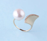 14K Yellow Gold with Freshwater Pearl and Cubic Zirconia Ring - Wing Wo Hing Jewelry Group - Pearl Jewelry Manufacturer