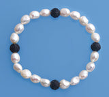 6.5-7mm Oval Shape Freshwater Pearl Bracelet and Coral Ball - Wing Wo Hing Jewelry Group - Pearl Jewelry Manufacturer - 7