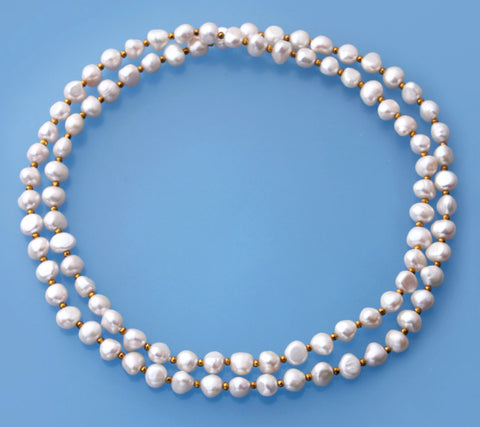 8-8.5mm Side-Drilled Freshwater Pearl Necklace with Hematite
