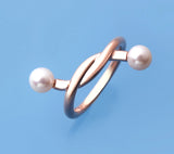 Rose Gold Plated Silver Ring with 5.5-6mm Round Shape Freshwater Pearl - Wing Wo Hing Jewelry Group - Pearl Jewelry Manufacturer