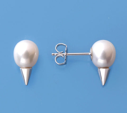 Sterling Silver with 7.5-8mm Drop Shape Freshwater Pearl Earrings