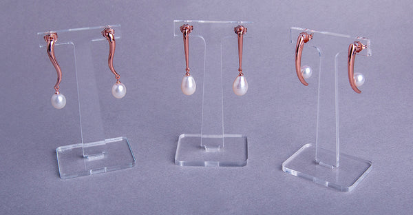 Rose Gold Plated Silver Earrings with 7.5-8mm Drop Shape Freshwater Pearl