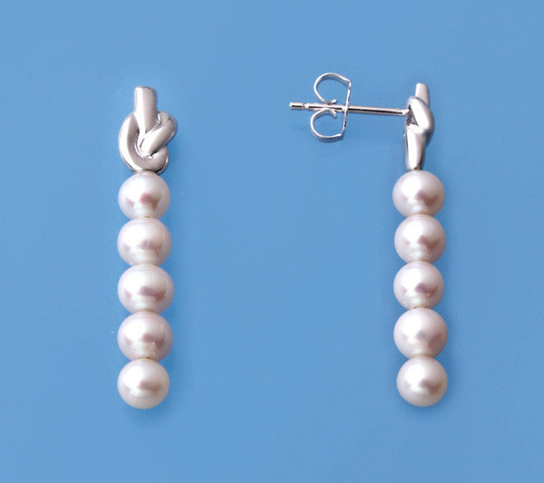 Rose Gold Plated Silver Earrings with 4.5-5mm Round Shape Freshwater Pearl - Wing Wo Hing Jewelry Group - Pearl Jewelry Manufacturer - 2