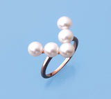 Rose Gold Plated Silver Ring with 5.5-6mm Button Shape Freshwater Pearl - Wing Wo Hing Jewelry Group - Pearl Jewelry Manufacturer