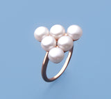 Rose Gold Plated Silver Ring with 5.5-6mm Button Shape Freshwater Pearl - Wing Wo Hing Jewelry Group - Pearl Jewelry Manufacturer