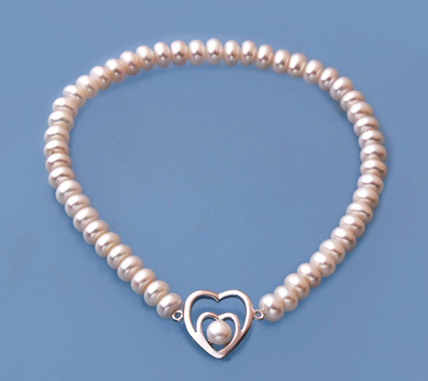 Sterling Silver Bracelet with Button Shape Freshwater Pearl - Wing Wo Hing Jewelry Group - Pearl Jewelry Manufacturer