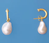 Gold Plated Silver Earrings with 12-13mm Baroque Shape Freshwater Pearl - Wing Wo Hing Jewelry Group - Pearl Jewelry Manufacturer
