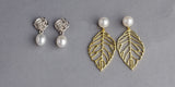Gold Plated Silver Earrings with 8-8.5mm Round Shape Freshwater Pearl