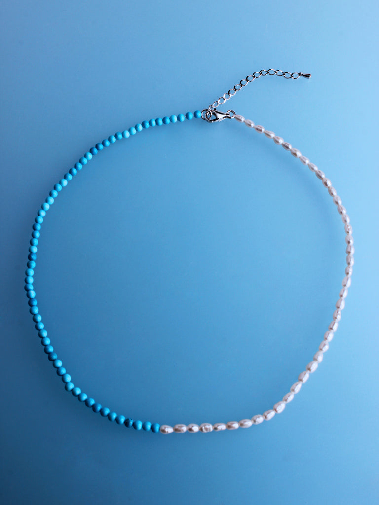 Freshwater Pearl necklace Turquoise Stone
