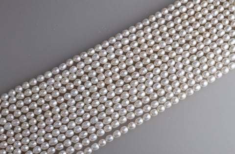 Oval Shape Freshwater Pearl Strand 7.6-8mm
