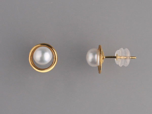 14K Yellow Gold Freshwater Pearl Earrings