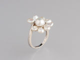 Sterling Silver Ring with Button and Keshi Shape Freshwater Pearl