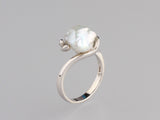 Sterling Silver Ring with 9.5-10mm Baroque Shape Freshwater Pearl