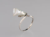 Sterling Silver Ring with 10-10.5mm Keshi Freshwater Pearl