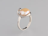 Sterling Silver Ring with 11-11.5mm Button Shape Freshwater Pearl