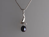 Sterling Silver Pendant with 8-8.5mm Oval Shape Freshwater Pearl