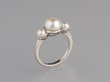 Sterling Silver Ring with 4.5-8.5mm Button Shape Freshwater Pearl