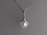 Sterling Silver Pendant with 7.5-8mm Button Shape Freshwater Pearl and Cubic Zirconia
