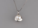 Sterling Silver Pendant with 8.5-9mm Button Shape Freshwater Pearl