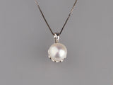 Sterling Silver Pendant with Button Shape Freshwater Pearl