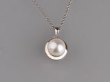 Sterling Silver Pendant with 9.5-10mm Button Shape Freshwater Pearl