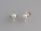 Sterling Silver Earrings with 7-7.5mm Round Shape Freshwater Pearl