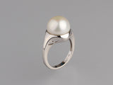 Sterling Silver Ring with 12-12.5mm Button Shape Freshwater Pearl