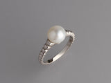 Sterling Silver Ring with 8-8.5mm Button Shape Freshwater Pearl