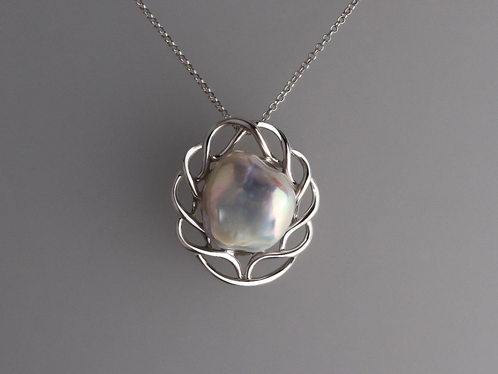 Sterling Silver Pendant with 15.5-16.5mm Baroque Shape Freshwater Pearl