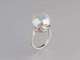 Sterling Silver Ring with 14-14.5mm Baroque Shape Freshwater Pearl