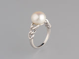 Sterling Silver Ring with 10.5-11mm  Button Shape Freshwater Pearl