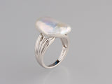 Sterling Silver Ring with 14-15mm Baroque Shape Freshwater Pearl