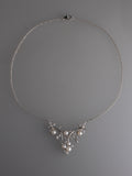 Sterling Silver Necklace with Button Shape Freshwater Pearl and Cubic Zirconia