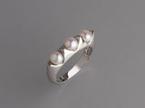 Sterling Silver Ring with 11.5-12mm Button Shape Freshwater Pearl and Cubic Zierconia