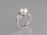 Sterling Silver Ring with 10-10.5mm Button Shape Freshwater Pearl