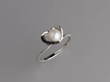 Sterling Silver Ring with 5.5-6mm Button Shape Freshwater Pearl and Black Spinel