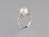 Sterling Silver Ring with 10-10.5mm Button Shape Freshwater Pearl