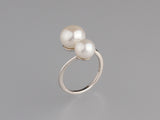 Sterling Silver Ring with Button Shape Freshwater Pearl