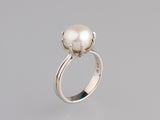 Sterling Silver Ring with 9.5-10mm Button Shape Freshwater Pearl