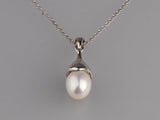 Sterling Silver Pendant with 8.5-9mm Drop Shape Freshwater Pearl